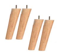 Lot de 4 pieds de canapé coniques en bois d'hévéa massif 50 cm avec filetage M8 et tapis antidérapants pour fauteuils, armoires et commodes