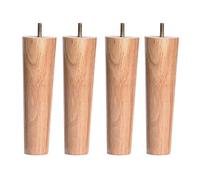Lot de 4 pieds de canapé coniques en bois d'hévéa - Pieds de rechange pour fauteuils et armoires - Filetage M8 - Tapis antidérapant - 30 cm - Parfait pour les commodes et meubles