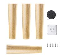 Lot de 4 pieds de canapé en bois massif de 20 cm avec plaques de montage et vis, pieds droits robustes pour projets de bricolage