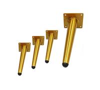 Lot de 4 pieds de canapé en métal de 6 tailles, pieds de table en acier inoxydable, cône oblique, salon, bureau, armoire, avec vis et plaque de montage pré-percée (250 mm, doré)