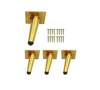 Lot de 4 pieds de canapé en métal de 6 tailles, pieds de table en acier inoxydable, cône oblique, salon, bureau, armoire, avec vis et plaque de montage pré-percée (250 mm, doré)