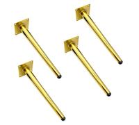 Lot de 4 pieds de canapé universels en métal doré avec vis pour canapé, lit, ottoman, meuble de cuisine - 12 cm