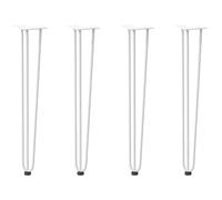 Lot de 4 pieds de fourche en acier massif pour console Blanc 72 cm | Niveleurs réglables, trous pré-percés, vis incluses, revêtement en poudre, design géométrique