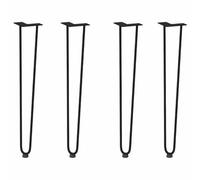Lot de 4 pieds de fourche en acier massif pour console Noir 72 cm | Niveleurs réglables, trous pré-percés, vis fournies, acier revêtu par poudre, design géométrique