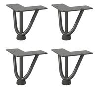 Lot de 4 pieds de fourche pour table basse Anthracite 10 cm | Acier massif, revêtement en poudre, niveleurs réglables, trous pré-percés, vis fournies, montage