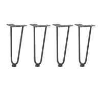 Lot de 4 pieds de fourche pour table basse Anthracite 30 cm | Niveleurs réglables, trous pré-percés, vis incluses, design géométrique, montage simple, panneau non inclus