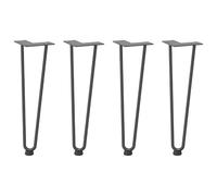 Lot de 4 pieds de fourche pour table basse Anthracite 42 cm | Acier solide robuste, niveleurs réglables, montage facile, design géométrique moderne, support pour planches lourdes