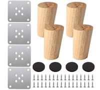 Lot de 4 Pieds de Meuble 6cm 10cm 12cm 15cm 20cm Pieds de Canapé du Milieu du Siècle Pied de Lit avec Accessoires Pied de Fauteuil pour Armoire, Commode, Lit, Chaise(50cm)