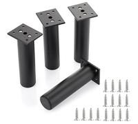 Lot de 4 pieds de meuble ajustables 20 cm-Métal noir-Installation facile avec vis-Charge max 200 kg-Pour canapés et armoires