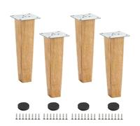 Lot de 4 pieds de meuble carrés en bois massif de 8/10/12/15/20/25/30/40 cm, pieds de canapé robustes, avec vis, for canapé, commode, lit, bricolage, coniques - 20 cm/7,9 pouces(Straight,8cm/3.1in)