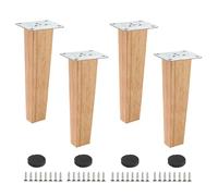 Lot de 4 pieds de meuble carrés en bois massif de 8/10/12/15/20/25/30/40 cm, pieds de canapé robustes, avec vis, for canapé, commode, lit, bricolage, coniques - 20 cm/7,9 pouces(Tapered,30cm/11.8in)