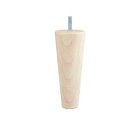 Lot de 4 pieds de meuble conique fixes hêtre brut blanc/beige, 15cm