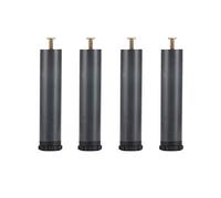 Lot de 4 Pieds de Meuble Reglable Cylindrique Acier Pied de lit Pieds de support de lit Pieds de chevet Accessoires de cadre de lit Monotrou rond Squelette classé,gris(35cm)