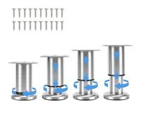 Lot de 4 Pieds de Meuble Reglable en Acier Inoxydable, Pieds de Table Pied de Lit, Pieds Meuble Salle de Bain, Pieds de Meubles pour Meuble TV, Canapé, Chaise, Salle de Bain (8-12CM)