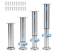 Lot de 4 Pieds de Meuble Reglable en Acier Inoxydable, Pieds de Table Pied de Lit, Pieds Meuble Salle de Bain, Pieds de Meubles pour Meuble TV, Canapé, Chaise, Salle de Bain (18-30CM)