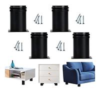 Lot de 4 Pieds de Meuble réglables, Blancs/Noirs, avec vis, Ronds en Acier Inoxydable, pour canapé-lit, Bureau, Table Basse, Noir, 40 cm (15,7 po).