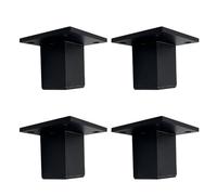Lot de 4 pieds de meubles carrés en alliage d'aluminium avec coussinet de protection, pieds d'armoire robustes pour canapé-lit, meubles à faire soi-même, noir