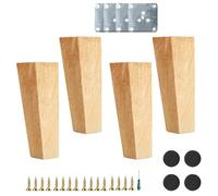 Lot de 4 pieds de meubles coniques en bois massif - Pieds de rechange pour canapés et tables - Durable - Pour chaises et ottomans