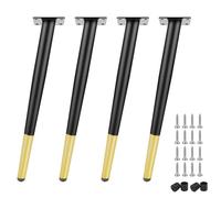Lot de 4 pieds de meubles coniques réglables pour canapé, armoire, table, lit, noir, doré, 7,5 cm, avec vis, parfait pour mise à niveau de canapé et chaise