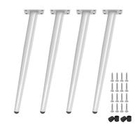 Lot de 4 pieds de meubles coniques réglables pour canapés, chaises, armoires, commodes, tables - Vis incluses - Design moderne et robuste - Blanc - 65 cm