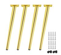 Lot de 4 pieds de meubles coniques réglables pour canapés, chaises, armoires, lits, commodes, avec vis (doré, 7,5 cm)