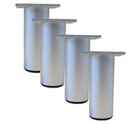 Lot de 4 pieds de meubles de cuisine en Aluminium - Réglables - Ronds - pied de support pour canapé de meuble capacité de charge 100 kg-10cm-Blanc