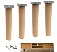 Lot de 4 Pieds de Meubles de Rechange en hêtre Massif, Parfaits pour canapé, lit, Table de Cuisine, Table à Manger, Table Basse, Armoire, Banc, Meuble TV, Accessoires de Montage in