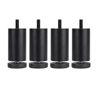 Lot de 4 pieds de meubles en alliage d'aluminium pour canapé, table, meuble TV, noir, 12 cm