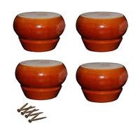 Lot de 4 Pieds de Meubles En Bois D'Eucalyptus de 5 Cm - Pieds de Rechange Pour Canapé, Armoire, Table, Banc, Avec Vis Et Patins Antidérapants (Blanc)/Red-Brown
