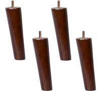 Lot de 4 pieds de meubles en bois d'hévéa avec boulons M6 - Pieds de rechange pour canapés, chaises et tables - Droits et marron - Design oblique - Pieds fuselés de 60 cm