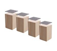 Lot de 4 pieds de meubles en bois massif auto-adhésifs pour canapé, lit, table et bureau - Augmente la hauteur et la stabilité - 10 x 10 x 10 cm