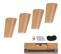 Lot de 4 pieds de meubles en bois massif de chêne pour canapé, lit, table à manger, meuble TV, table basse, design conique incliné, idéal pour les intérieurs modernes