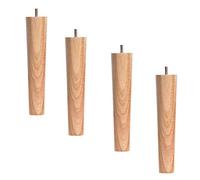 Lot de 4 pieds de meubles en bois massif durable pour tables basses, canapés et fauteuils, hauteur réglable 570 cm, boulons à vis M8 5/16", finition bois rustique