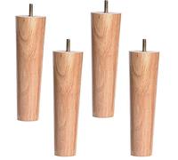 Lot de 4 pieds de meubles en bois massif en forme de cône - Pieds de rechange pour canapé, chaise, table - Avec boulon M6 conique - Pour fauteuil moderne, canapé, chaise, commode - 8 cm