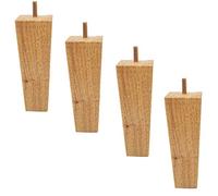 Lot de 4 Pieds de Meubles en Bois Massif,Patte d'armoire de Cuisine en Chêne,Carré Cône Pyramide Pieds de Canapé de Rechange,pour Fauteuil,Commode,Table Basse,Lit,avec Boulons M8 (10cm/3.9")