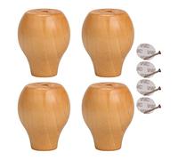 Lot de 4 Pieds de Meubles en Bois Massif, Pattes de Armoire Rond, Remplacement Rehausseur de Bille en Bois de Lotus, pour Fauteuil Commode Canapé Table Basse (6cm/2.36in,Varnish Color)