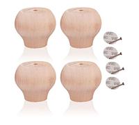Lot de 4 Pieds de Meubles en Bois Massif, Pattes de Armoire Rond, Remplacement Rehausseur de Bille en Bois de Lotus, pour Fauteuil Commode Canapé Table Basse (4cm/1.57in,Log Color)