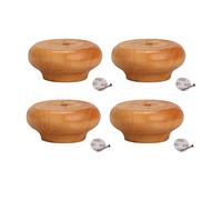Lot de 4 Pieds de Meubles en Bois Massif, Pattes de Armoire Rond, Remplacement Rehausseur de Bille en Bois de Lotus, pour Fauteuil Commode Canapé Table Basse (2cm/0.79in,Varnish Color)