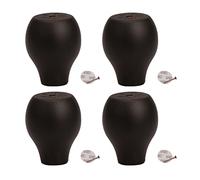 Lot de 4 Pieds de Meubles en Bois Massif, Pattes de Armoire Rond, Remplacement Rehausseur de Bille en Bois de Lotus, pour Fauteuil Commode Canapé Table Basse (6cm/2.36in,Black Color)