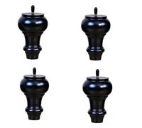 Lot de 4 pieds de meubles en bois massif - Pieds de rechange du milieu du siècle pour commode, armoire, canapé, lit, forme gourde, filetage M8, 12 cm, couleur noire