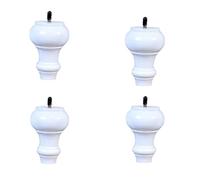 Lot de 4 pieds de meubles en bois massif, pieds de rechange en forme de gourde pour commode, canapé, lit et armoire, style milieu du siècle avec filetage M8, blanc