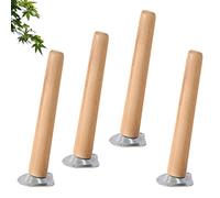 Lot de 4 pieds de meubles en bois massif pour canapé, armoire, bureau, antidérapants et résistants à l'usure, 25 cm, avec vis et plaques de montage