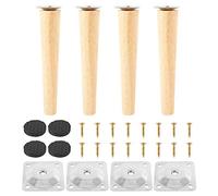 Lot de 4 Pieds de Meubles en Bois - Pieds de Table de Rechange en chêne - Pieds de canapé avec plaques de Montage et vis - pour canapé, lit, Armoire, Chaise (Pieds Droits 20 cm), (Nein)