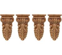 Lot De 4 Pieds De Meubles en Bois Sculpté Non Peints, Autocollants pour Canapé, Chaise, Ottoman, Armoire, Canapé, Armoire, One Color, 16x8cm/6.3x3.1inch