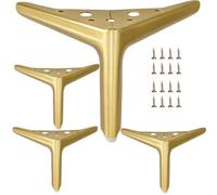 Lot de 4 pieds de meubles en métal doré brossé de 12 cm, pour pieds d'armoire courts, de canapé, de petite commode