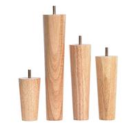 Lot de 4 pieds de meubles modernes en bois M6 M8 M10 pour canapé, lit, table basse, placard, coiffeuse, finition bois élégante