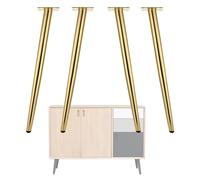 Lot de 4 pieds de meubles modernes en métal réglables en acier de 10,2 cm à 71,1 cm, supports cylindriques robustes pour tabourets, tables basses, canapés, armoires (doré, 65 cm)
