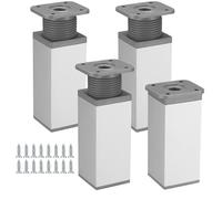 Lot de 4 pieds de meubles réglables AIMOONSA en aluminium blanc - 15 cm