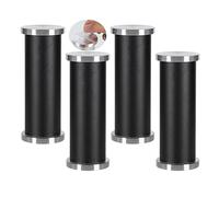 Lot de 4 pieds de meubles réglables de 10 cm en métal pour armoire, table basse en verre, meuble de salle de bain, meuble TV, pieds auto-adhésifs avec ponçage finition noire