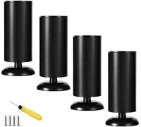 Lot de 4 pieds de meubles réglables en acier inoxydable - Pieds de table ronds en métal pour canapé, salle de bain, meuble de salle de bain, meuble TV, pieds en caoutchouc